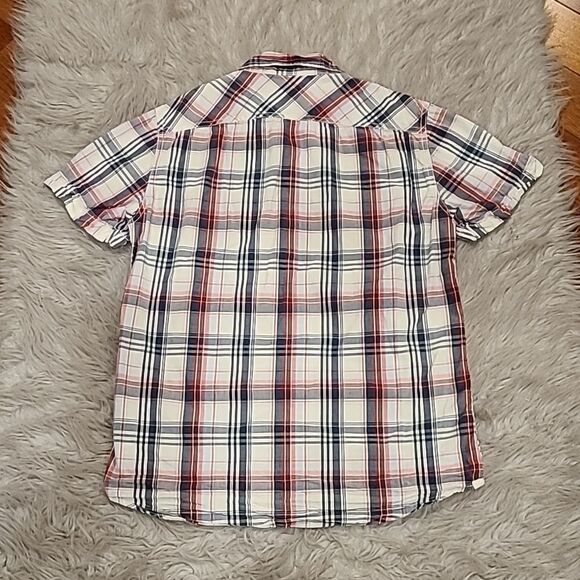 American eagle outfitters mens short sleeve red white and blue button down - Picture 5 of 6
